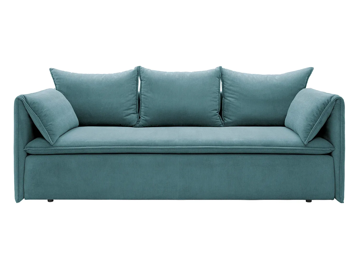 Vente-unique Sofá convertível 3 lugares veludo canelado azul TEODORA Azul turquesa