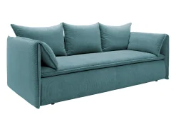 Vente-unique Sofá convertível 3 lugares veludo canelado azul TEODORA Azul turquesa