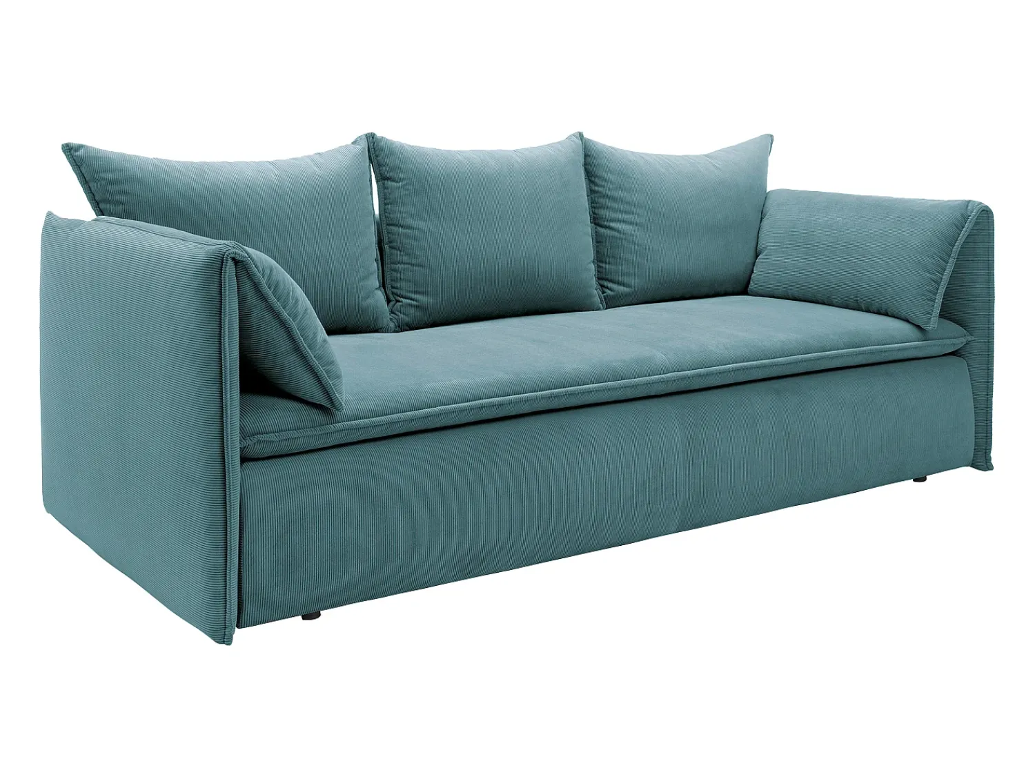 Vente-unique Sofá convertível 3 lugares veludo canelado azul TEODORA Azul turquesa