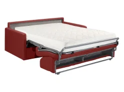 Clearance Vente-unique Sofá convertível abertura rápida em tecido com assento de memória de forma 140 cm colchão 14 cm CALIFE Vermelho