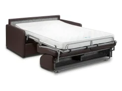 Online Vente-unique Sofá convertível abertura rápida couro sintético marrom assento com assento de memória de forma 140 cm colchão 14 cm CALIFE Castanho