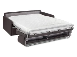 Clearance Vente-unique Sofá convertível abertura rápida couro sintético assento memória de forma 160 cm colchão 14 cm CALIFE Castanho