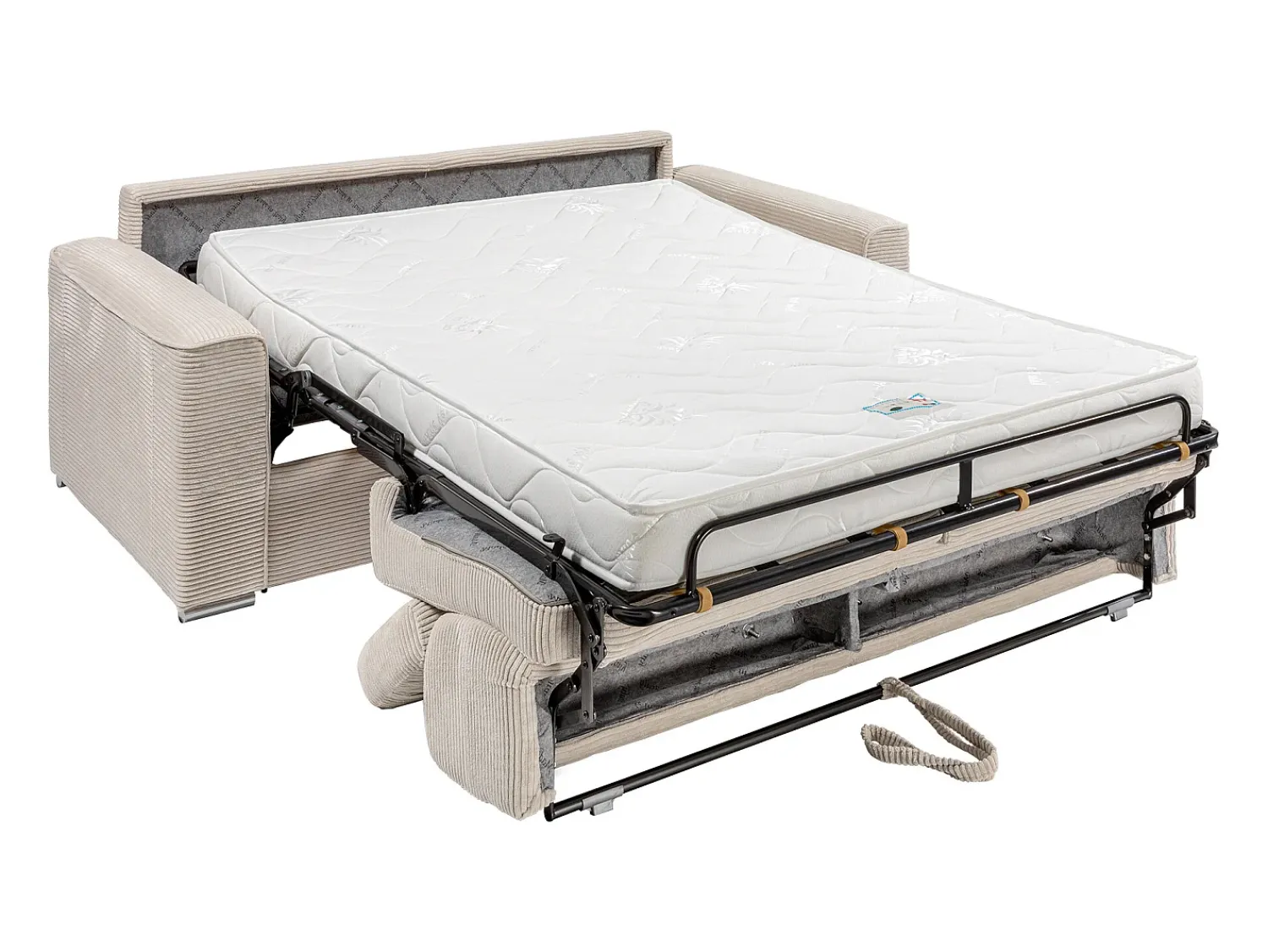 Vente-unique Sofá convertível abertura rápida veludo canelado , cama 160 cm, colchão 14 cm VIZIR^ Sofá