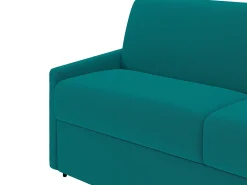 Sofá*Vente-unique Sofá convertível abertura rápida tecido assento memória de forma 140 cm colchão 22 cm CALIFE Azul turquesa