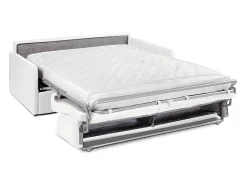 Sofá|Vente-unique Sofá convertível abertura rápida couro sintético assento memória de forma 160 cm colchão 14 cm CALIFE Branco