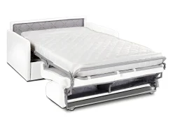 Sofá|Vente-unique Sofá convertível abertura rápida couro sintético assento memória de forma 120 cm colchão 14 cm CALIFE Branco