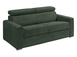 Sofá|Vente-unique Sofá convertível abertura rápida veludo canelado , cama 140 cm, colchão 14 cm VIZIR Verde