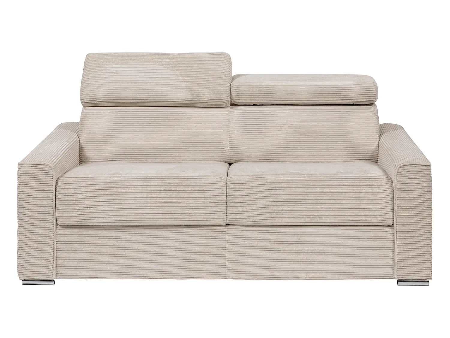 Sofá*Vente-unique Sofá convertível abertura rápida veludo canelado , cama 160 cm, colchão 22 cm VIZIR Bege