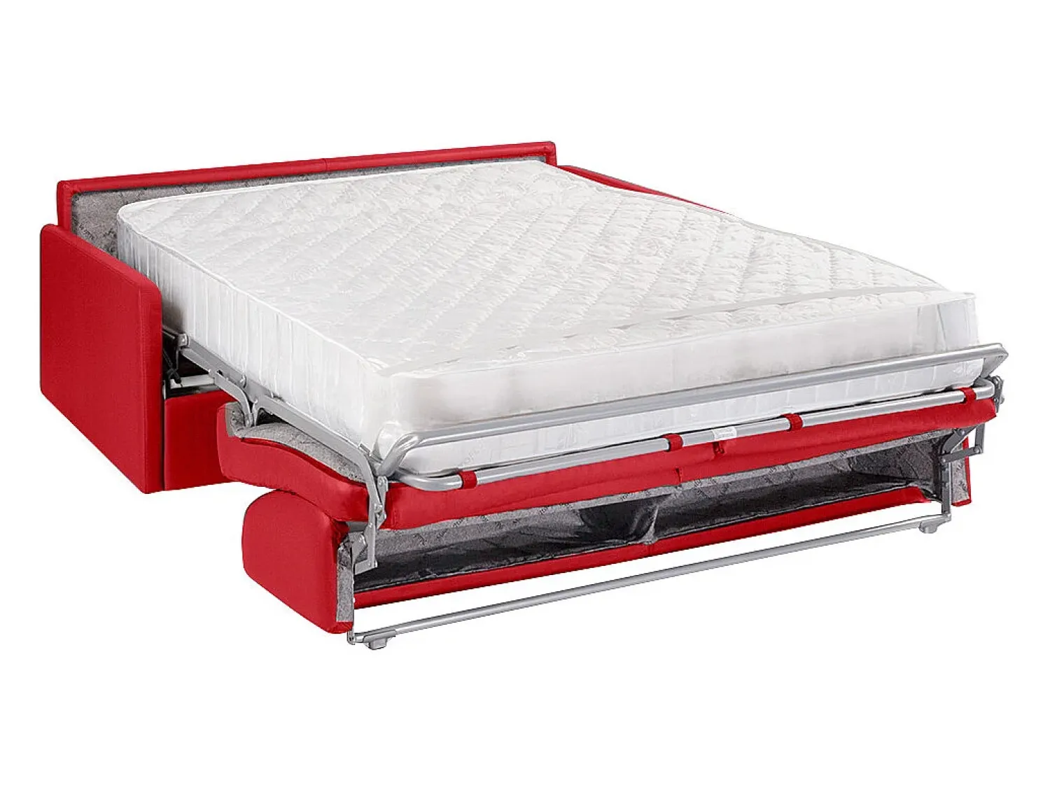 Sofá*Vente-unique Sofá convertível abertura rápida em couro sintético assento memória de forma 160 cm colchão 22 cm CALIFE Vermelho