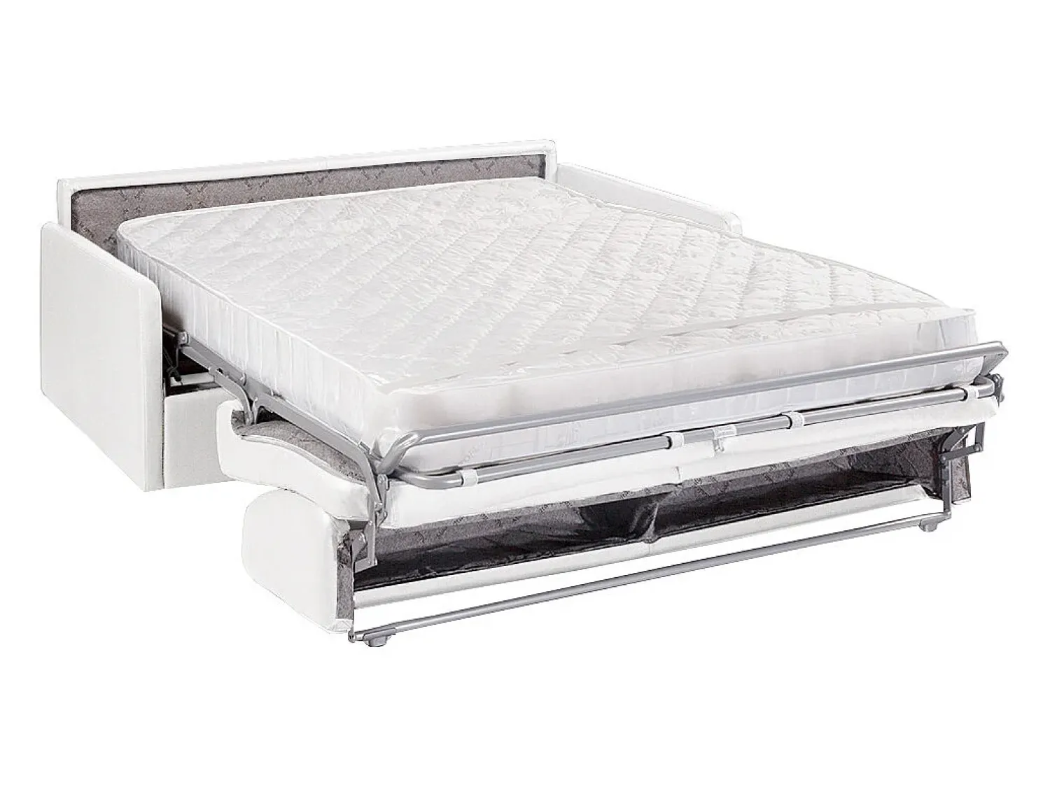 Outlet Vente-unique Sofá convertível abertura rápida couro sintético assento memória de forma 160 cm colchão 18 cm CALIFE Branco