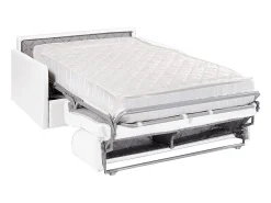 Sofá|Vente-unique Sofá convertível abertura rápida em couro sintético assento memória de forma 120 cm colchão 22 cm CALIFE Branco