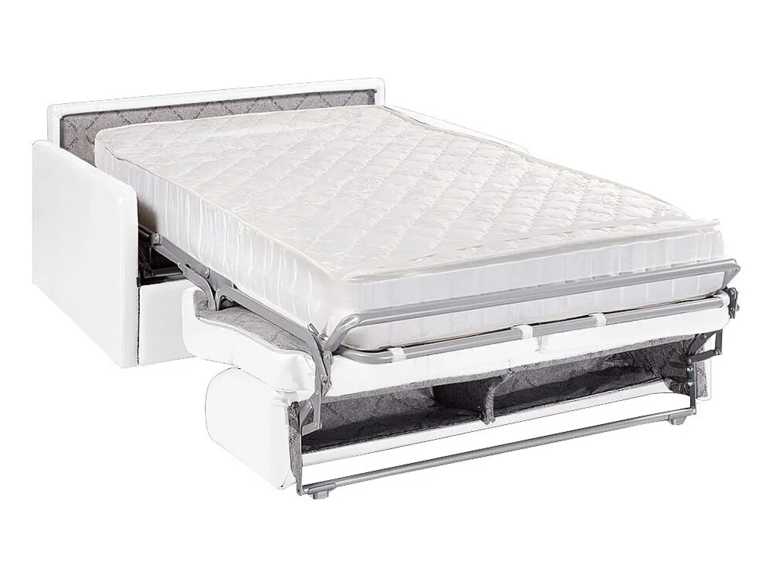 Sofá|Vente-unique Sofá convertível abertura rápida em couro sintético assento memória de forma 120 cm colchão 22 cm CALIFE Branco