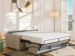 Clearance Vente-unique Sofá convertível abertura rápida tecido assento espuma com assento de memória de forma 120 cm colchão 22 cm CALIFE Bege