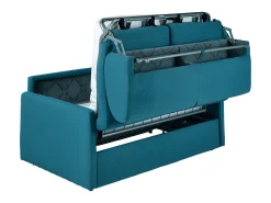 Sofá|Vente-unique Sofá convertível abertura rápida em tecido assento memória de forma 120 cm colchão 14 cm CALIFE Azul turquesa
