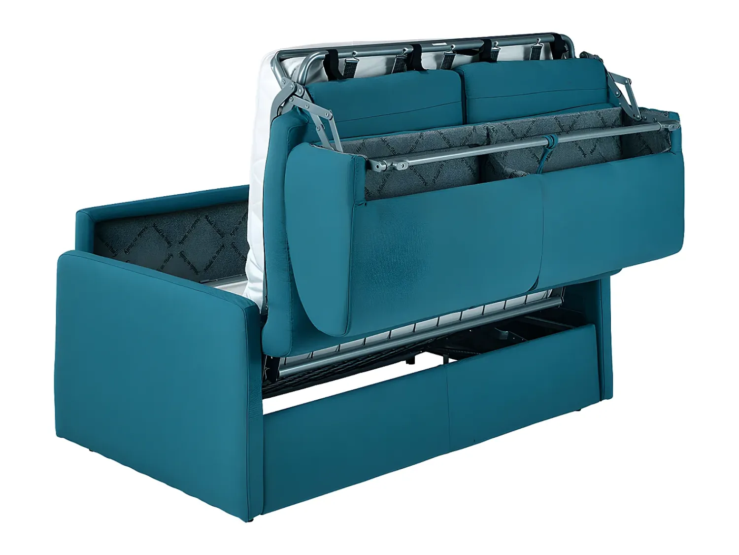 Sofá|Vente-unique Sofá convertível abertura rápida em tecido assento memória de forma 120 cm colchão 14 cm CALIFE Azul turquesa