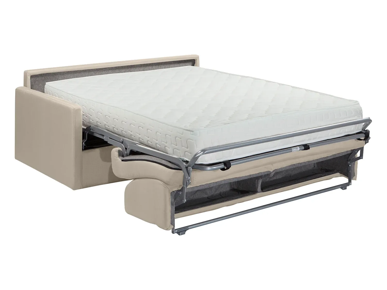 Sofá|Vente-unique Sofá convertível abertura rápida tecido assento memória de forma 160 cm colchão 22 cm CALIFE Bege