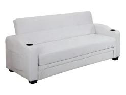 Sale Vente-unique Sofá convertível clic-clac em pele sintética MIRELLA - Branco