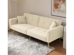 Clearance ModernLuxe Sofá convertível com encosto ajustável - 2 lugares - Tecido French Terry - Bege