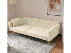 Clearance ModernLuxe Sofá convertível com encosto ajustável - 2 lugares - Tecido French Terry - Bege