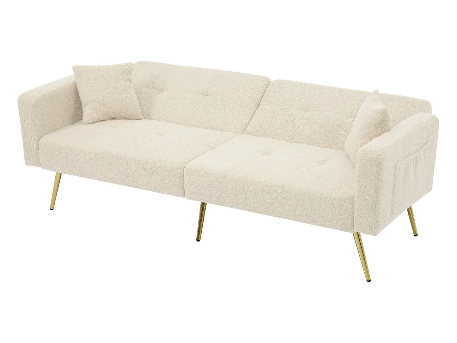 Clearance ModernLuxe Sofá convertível com encosto ajustável - 2 lugares - Tecido French Terry - Bege