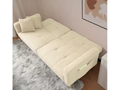 Clearance ModernLuxe Sofá convertível com encosto ajustável - 2 lugares - Tecido French Terry - Bege