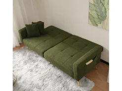 Sofá|ModernLuxe Sofá convertível com encosto ajustável - 2 lugares - Tecido turco francês - Verde