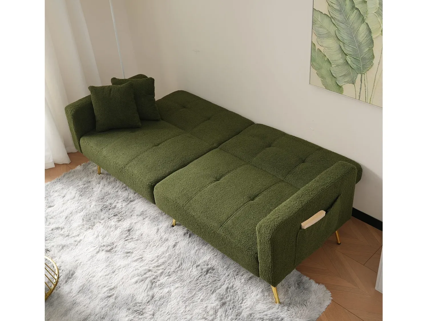 Sofá|ModernLuxe Sofá convertível com encosto ajustável - 2 lugares - Tecido turco francês - Verde