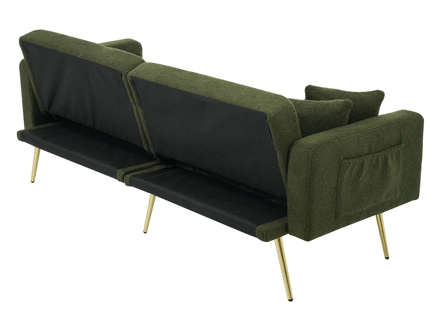 Sofá|ModernLuxe Sofá convertível com encosto ajustável - 2 lugares - Tecido turco francês - Verde