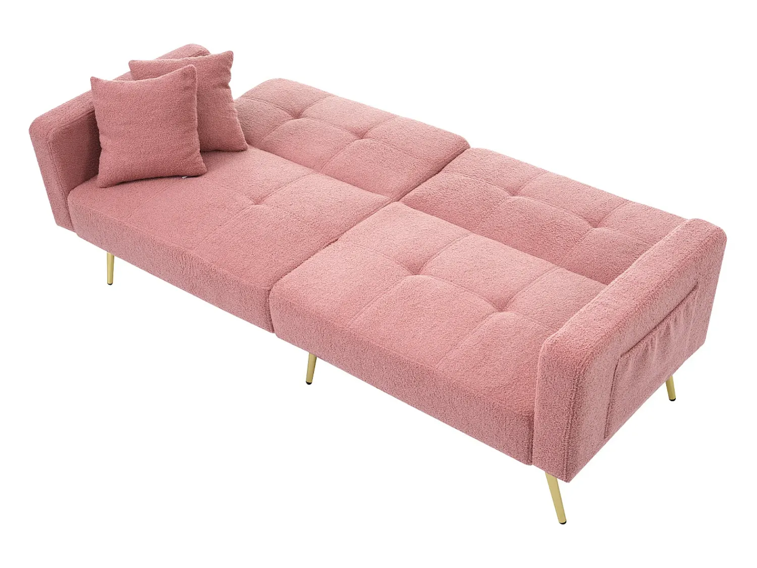 Online ModernLuxe Sofá convertível com encosto ajustável - 2 lugares - Tecido Terry Francês - Rosa