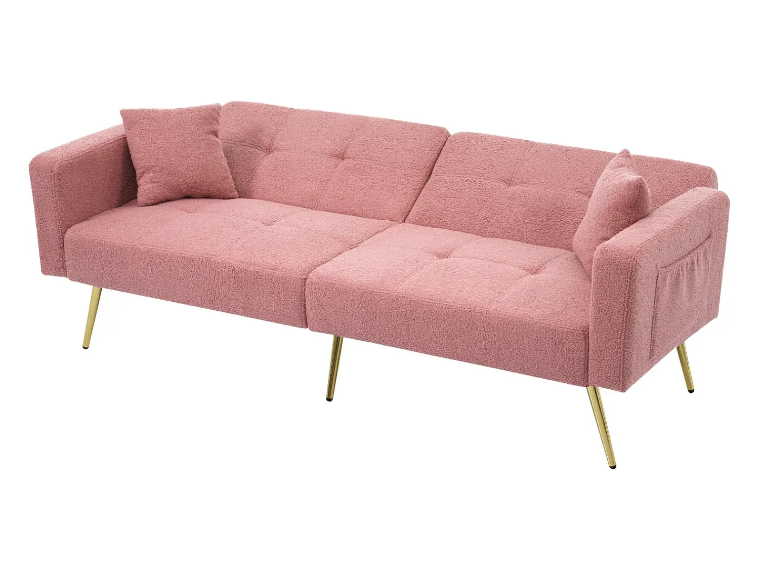 Online ModernLuxe Sofá convertível com encosto ajustável - 2 lugares - Tecido Terry Francês - Rosa