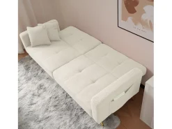 ModernLuxe Sofá convertível com encosto ajustável - 2 lugares - Tecido turco francês -^ Sofá