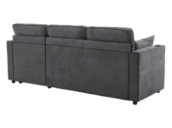 Sofá|ModernLuxe Sofá convertível de 3 lugares - em algodão - com baú e suporte para copos - Cinza Cinzento