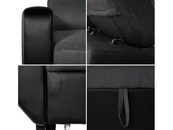 Sofá|Happy Garden Sofá convertível de 3 lugares WARREN cinza e preto Preto / Cinzento