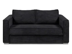 Sofá*Vente-unique Sofá convertível de 4 lugares em veludo canelado - 160 cm - 14 cm LORETO Preto