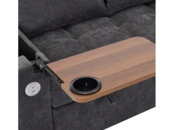 Discount Hauss Spole Sofá convertível de 2 lugares em tecido - Com encosto ajustável, entradas USB e uma pequena prateleira. Cinzento