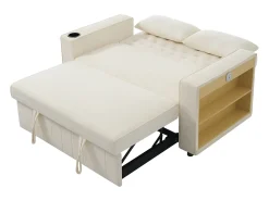 Sofá|Hauss Spole Sofá convertível de 2 lugares com entradas USB, suporte para copos e espaço para arrumação - Chenille Bege