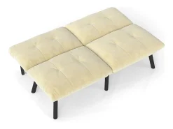 Sofá|Hauss Spole Sofá convertível de 2 lugares em , veludo e metal, com pés pretos. Creme