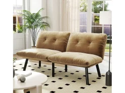 Sofá*Hauss Spole Sofá convertível de 2 lugares em , veludo e metal, com pés pretos. Castanho
