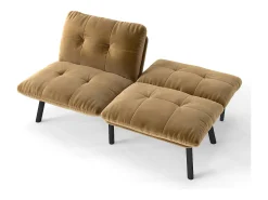 Sofá*Hauss Spole Sofá convertível de 2 lugares em , veludo e metal, com pés pretos. Castanho