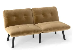 Sofá*Hauss Spole Sofá convertível de 2 lugares em , veludo e metal, com pés pretos. Castanho