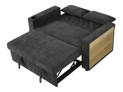 Sofá*Hauss Spole Sofá convertível de 2 lugares com entradas USB, suporte para copos e espaço para arrumação - Chenille Cinzento