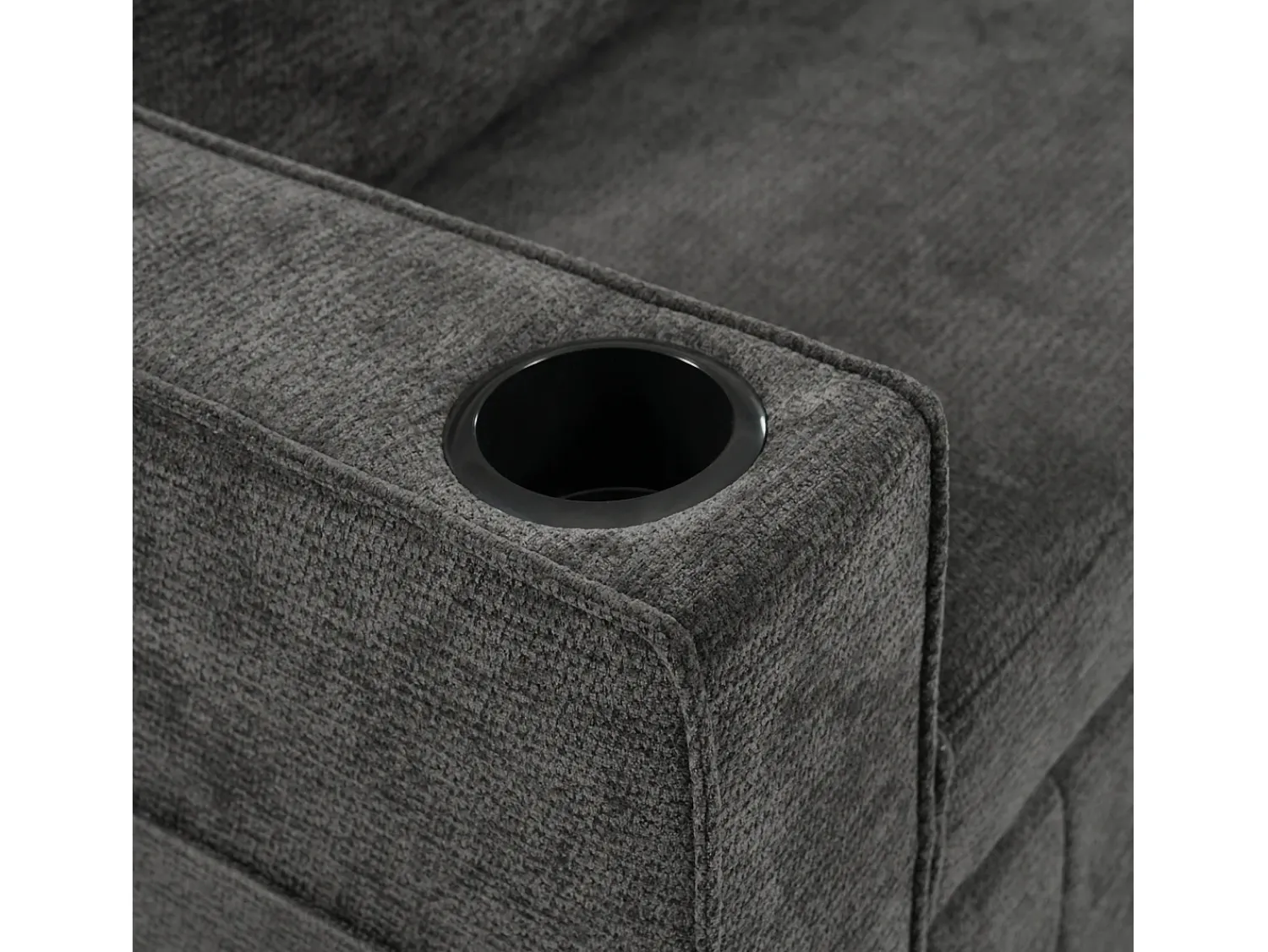 Sofá*Hauss Spole Sofá convertível de 2 lugares com entradas USB, suporte para copos e espaço para arrumação - Chenille Cinzento