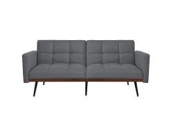 Best Hauss Spole Sofá convertível de 2 lugares com apoios de braços - Encosto ajustável em 5 posições - Pés em metal - Tecido de linho Cinzento