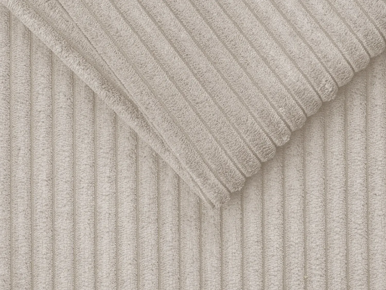 Clearance Vente-unique Sofá convertível de veludo canelado assento memória de forma 160 cm colchão 14cm CALIFE Bege