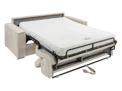Clearance Vente-unique Sofá convertível de veludo canelado assento memória de forma 160 cm colchão 14cm CALIFE Bege