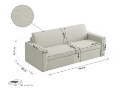 Online Habitat et jardin Sofá convertível "Diana" Express em tecido - Zona para dormir de 140 cm - 3 lugares - Bege