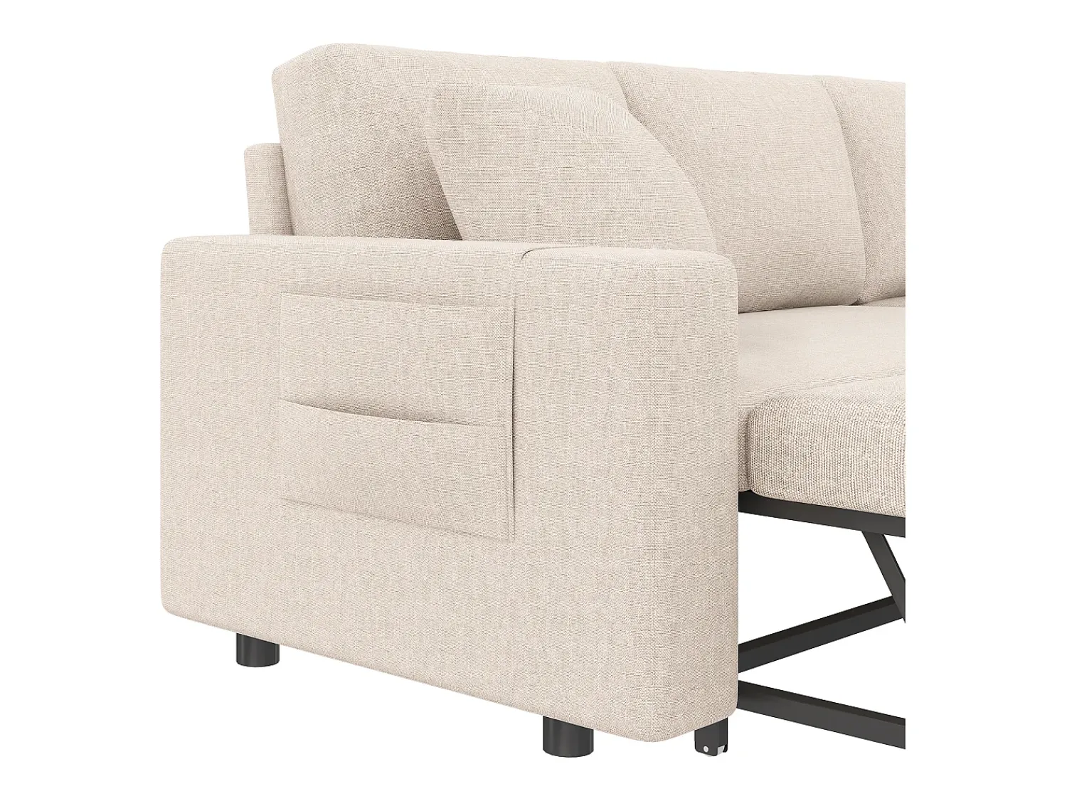 Sofá|Hauss Spole Sofá convertível em L de 3 lugares com função de cama - Chaise longue com espaço de arrumação - Linho Bege