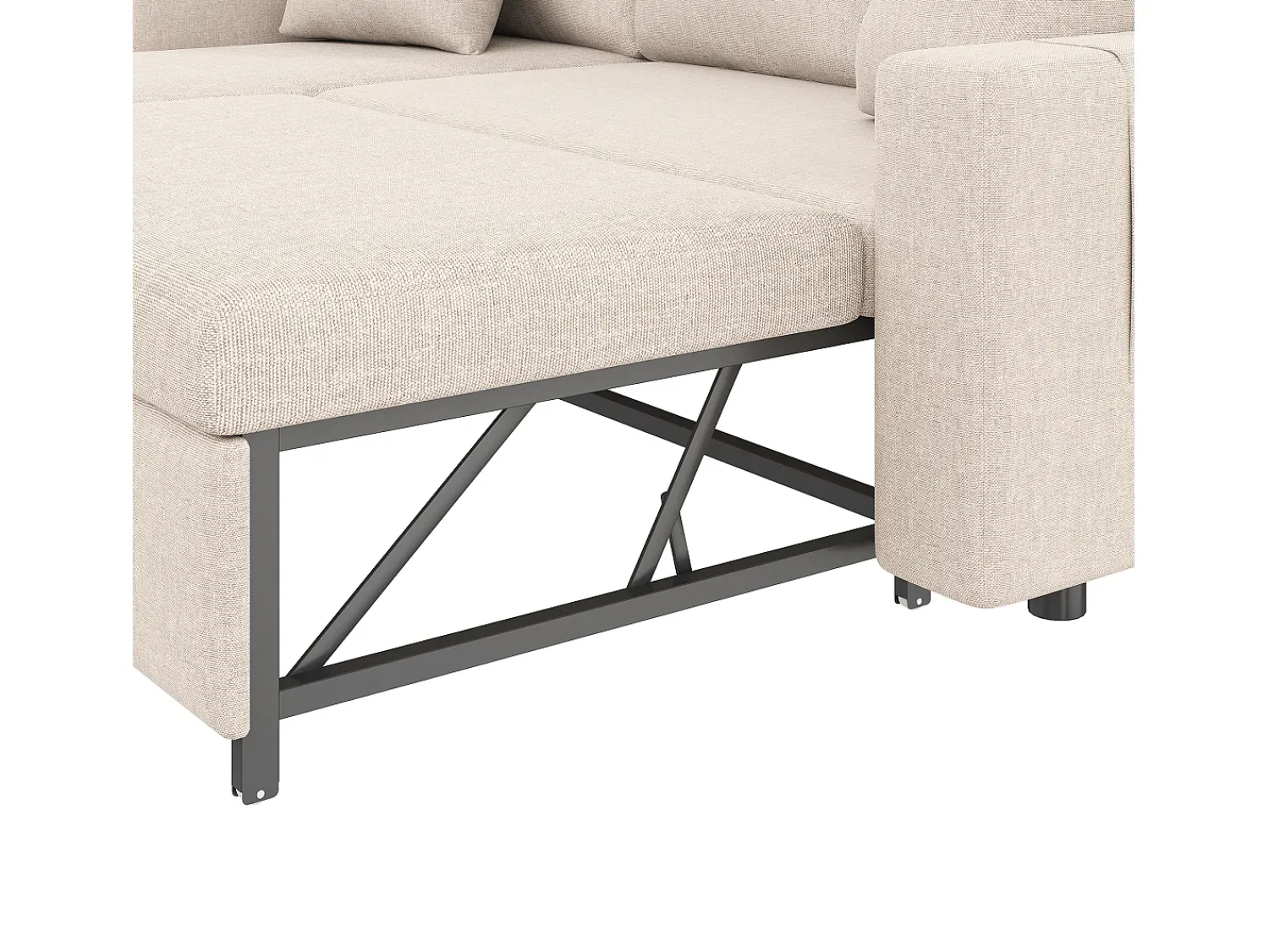 Sofá|Hauss Spole Sofá convertível em L de 3 lugares com função de cama - Chaise longue com espaço de arrumação - Linho Bege