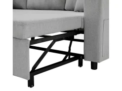 Best Hauss Spole Sofá convertível em L de 3 lugares com função de cama - Chaise longue com espaço de arrumação - Linho cinzento Cinzento claro