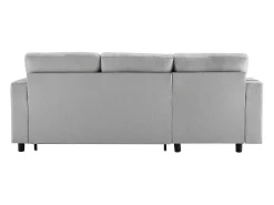 Best Hauss Spole Sofá convertível em L de 3 lugares com função de cama - Chaise longue com espaço de arrumação - Linho cinzento Cinzento claro